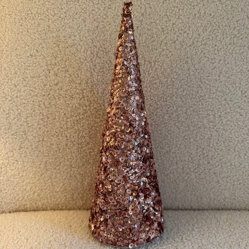 NWOT! 12" Beaded & Sequined Pink Cone Christmas Tree - Wondershop